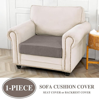 Couch Cushion Cover Seat Cushion Cover Stretch Armchair Cover Separate Sectional Sofa Slipcovers Furniture Protector(1 Piece for Seat or Sofa Backrest, Taupe)
