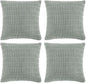 Fancy Homi 4 Packs Grey Blue Decorative Throw Pillow Covers 22x22 Inch for Living Room Couch Bed Sofa, Rustic Farmhouse Boho Home Decor, Soft Striped Corduroy Square Cushion Case 55x55 cm