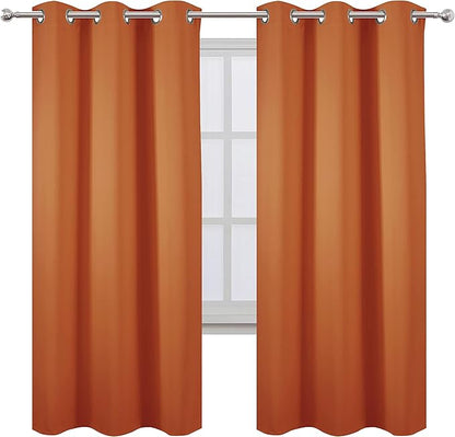 LEMOMO Orange Thermal Blackout Curtains/42 x 72 Inch/Set of 2 Panels Room Darkening Curtains for Bedroom