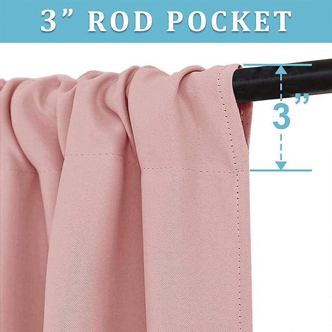 RYB HOME Cafe Blackout Curtains 24 inch Length, RV Curtains for Camper Windows, Mini Short Small Insulating Light UV Blocking Privacy Half Window Tiers, Width 29 by Length 24, Peach Blush, 2 Panels