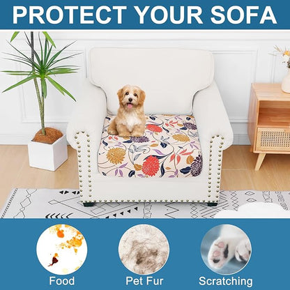 Smiry Printed Couch Cushion Covers, Stretch Soft Couch Covers for Sofa, Washable Non-Slip Sofa Slipcover Furniture Protector for Indoor and Outdoor (1 Pack, Orange)