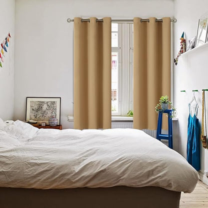 BGment Blackout Curtains for Living Room - Grommet Thermal Insulated Room Darkening Curtains for Bedroom, 2 Panels of 42 x 72 Inch, Khaki