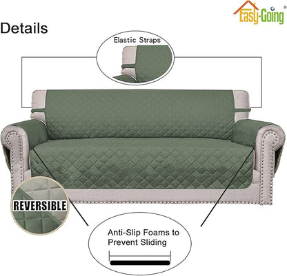 Easy-Going Oversized Chair Sofa Slipcover Reversible Sofa Cover Water Resistant Couch Cover Furniture Protector Cover with Elastic Straps for Pets Dog (Oversized Chair, Greyish Green/Beige)