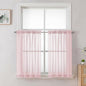 OVZME Blush Pink Sheer Curtains 36 inch Length 2 Panels Set, Light Filtering Voile Rod Pocket Short Window Curtians for Bathroom Living Room Farmhouse Small Windows, Each 42Wx36L Inches