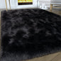 Black Faux Fur Rug for Bedroom 3'x5' Soft Shag Fuzzy Rugs for Living Room, Furry Bedside Nursery Rug Plush Indoor Floor Carpet for Kids Room Teen Dorm