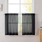Simplebrand Black Tier Curtains for Kitchen 24 Inches Long 2 Panels Set, Rod Pocket Cafe Curtain Light Filtering Sheer Short Curtains for Bathroom/Basement Half Window 42 x 24 Inch, 2Pcs, Black