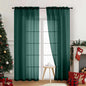 Green Sheer Curtains 84 Inches Long 2 Panels, Elegant Airy Transparent Light Filtering Window Curtains, Window Drapes for Christmas, Top Dual Rod Pocket Design, Hunter Green, 2x42Wx84L Inches