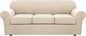 H.VERSAILTEX 4 Piece Stretch Couch Covers for 3 Cushion Couch Sofa Furniture Slipcovers Feature Upgraded Thicker Jacquard Fabric (Sofa, Natural)
