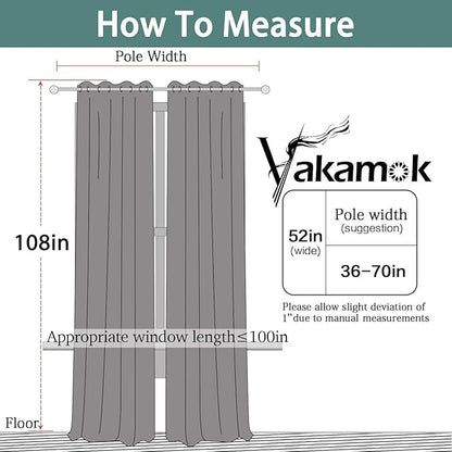 Yakamok Blackout Curtains for Bedroom,Room Darkening Thermal Insulated Grommet Top Drapes for Living Room,Light Beige,52x108 Inch, 2 Panels