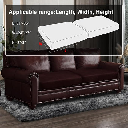 Leather Look Couch Cushion Covers Sofa Seat Slipcovers Sets Couches Furniture Protector for Sectional Armchair Loveseat Pets Kids Stretch Spandex Fabric (2 Cushion Sofa, Burgundy)