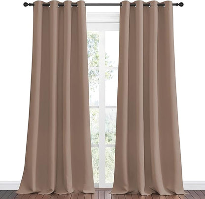 NICETOWN Bedroom Blackout Curtains and Drapes, Set of 2, 55 by 102 Inch, Cappuccino, Window Treatment Thermal Insulated Solid Grommet Blackout Draperies for Bedroom