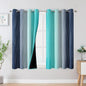 Estelar Textiler Navy Blue and Teal Blackout Curtains 45 Inch Length, Full Light Blocking Gradient Drapes for Kitchen, Thermal Insulated Grommet Ombre Curtains for Bathroom,52Wx45L,2 Panels