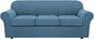 H.VERSAILTEX 4 Piece Stretch Sofa Covers for 3 Cushion Couch Covers for Living Room Furniture Slipcovers (Base Cover Plus 3 Seat Cushion Covers) Upgraded Thicker Jacquard Fabric (Sofa, Dusty Blue)