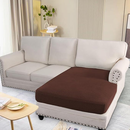 H.VERSAILTEX Super Stretch Individual Chaise Cover Sectional Couch Covers for L Shaped Sofa Both Left/Right Featuring Thick Jacquard Textured Twill Fabric (1 Piece Chaise Cover Large, Burnt Brick)