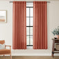 63 inch Linen Terracotta Curtains 2 Panels for Living Room Back Tab Light Filtering Semi Sheer Rust Colored Curtains 63 inches Long Soft Thick Cotton Cloth Textured Rustic Boho Farmhouse Room Decor