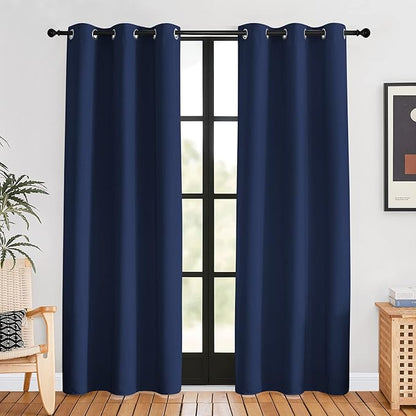 NICETOWN Blackout Curtain Panels, Navy, 1 Pair, 42 by 80-inch, Window Treatment Energy Saving Thermal Insulated Solid Grommet Blackout Drapes/Draperies