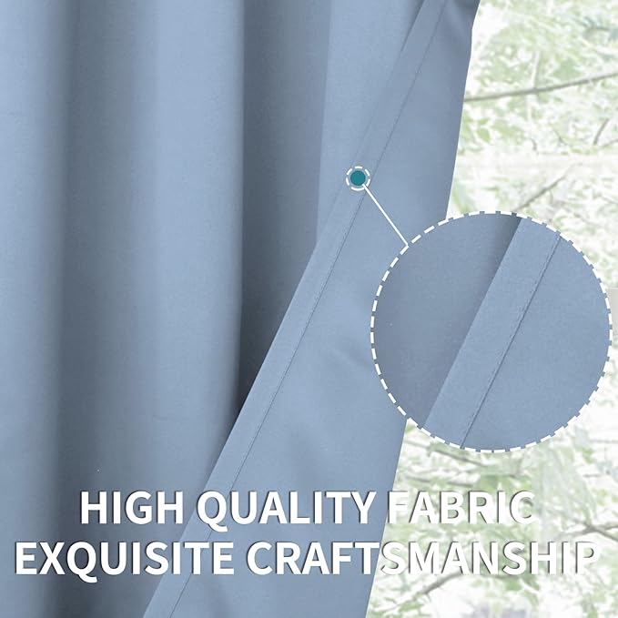 BGment Blackout Curtains for Bedroom - Grommet Thermal Insulated Room Darkening Curtains for Living Room, Set of 2 Panels (38 x 54 Inch, Spa Blue)