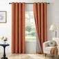 100% Blackout Shield Linen Blackout Curtains for Bedroom, Orange Grommet Curtains for Living Room, Thermal Insulated Room Darkening Drapes for Nursery, Boho Home Decor, 50" W x 102" L, 2 Panels