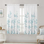 HOMEIDEAS Non-See-Through Teal and White Privacy Sheer Curtains 52 X 63 Inch Length 2 Panels, Leaf Floral Printed Light Filtering Semi Sheer Window Curtains Drapes for Bedroom Living Room