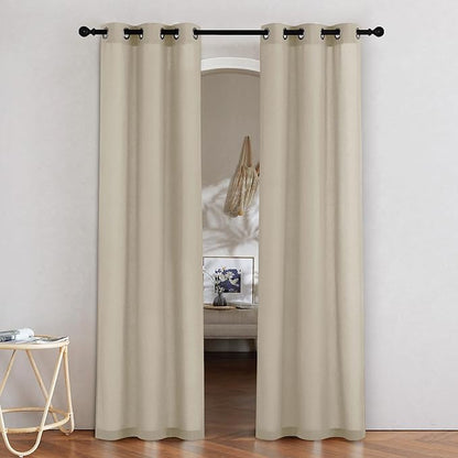 NICETOWN Angora Linen Doorway Curtains 80 inches Long, Grommet Thick Linen Weave Semi Sheer Window Treatments Privacy Assured with Light Filtering for Bedroom/Side Door, W34 x L80