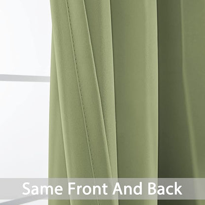 Yakamok Room Darkening Thermal Insulated with Grommet Window Curtain for Bedroom, 38Wx36L inch, Light Reducing Drapes for Living Room,Sage Green, 2 Panels