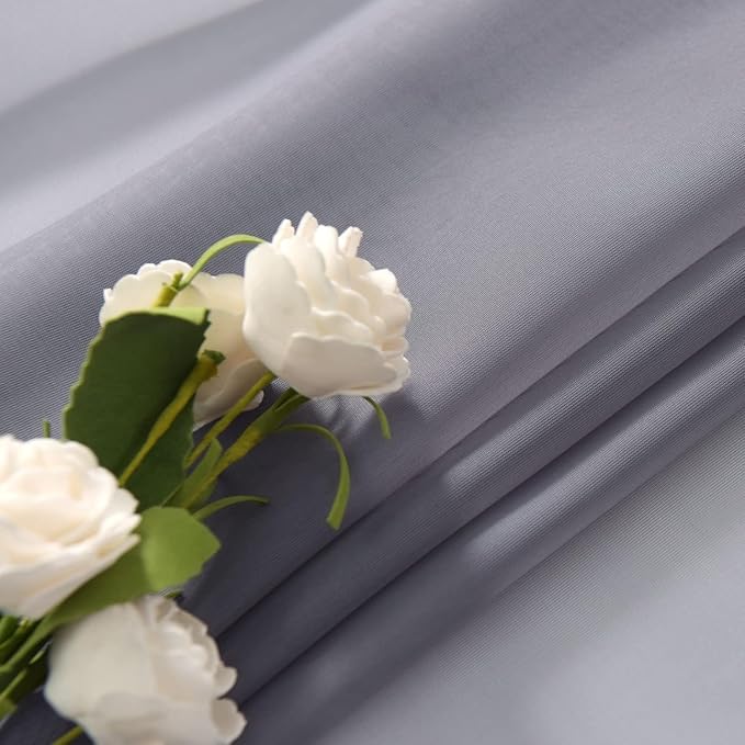 SpaceDresser Grey Sheer Curtains 4 Panels Rod Pocket Semi-Sheer Curtain 84 Inches Long Light Filtering Voile Window Drapes for Bedroom Living Room Kitchen, Each 52W x 84L