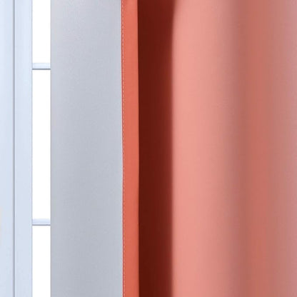 Yakamok Light Blocking Ombre Curtains, Greyish White and Coral Gradient Color Curtains with Grommet,Room Darkening Window Drapes for Bedroom (52x84 Inch, 2 Panels)