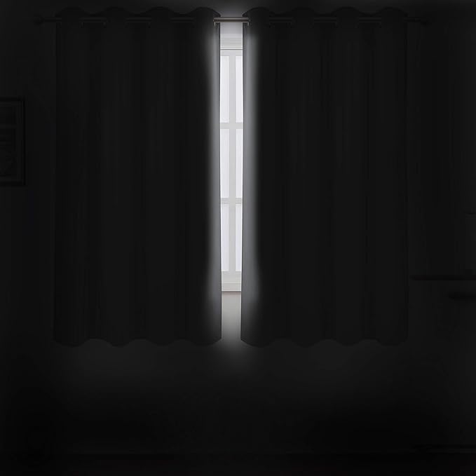 LEMOMO Grey Blackout Curtains/52 x 72 Inch/Set of 2 Panels Thermal Insulated Room Darkening Curtains for Bedroom