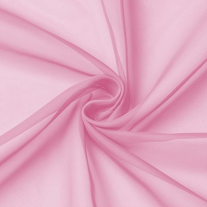 Pink Kitchen Curtains 30 Inch Length Tier 2 PCS, Solid Soft Airy Half Curtains for Windows, Pink Sheer Rod Pocket Drapes for Bathroom Basement Small Window, 42" Wx30 L Inches