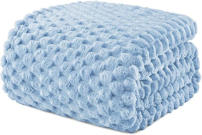 Exclusivo Mezcla Fleece King Blanket for Bed, Extra Large Fuzzy Stone Blue Bed Blankets, Soft Cozy Plush Sofa Throws for All Seasons, 90x104 Inches