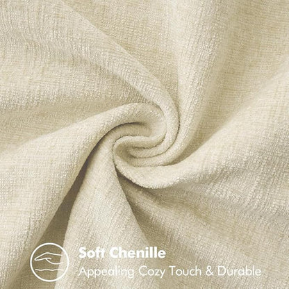 MIULEE Pack of 2 Christmas Pillow Covers 20x20 Inch Cream White Farmhouse Decorative Throw Pillow Covers with Stitched Edge Soft Chenille Solid Dyed Couch Pillow Covers for Sofa Bed Living Room