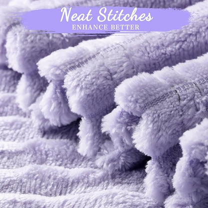 Buryeah 12 Pcs Flannel Throw Blanket Bulk 50 x 60 in Sleepover Blanket Outdoor Wedding Throw Lightweight, Oeko-tex Standard 100 Certified for Sofa Homeless Gifts (Light Purple)