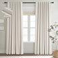Topfinel 102 Inches Long Custom Blackout Linen Curtains, Soundproofing Pinch Pleated Noise Cancelling Curtains with Pin Hooks for Traverse Rods, Burlap Viral Drapes 2 Panels for Living Room Bedroom
