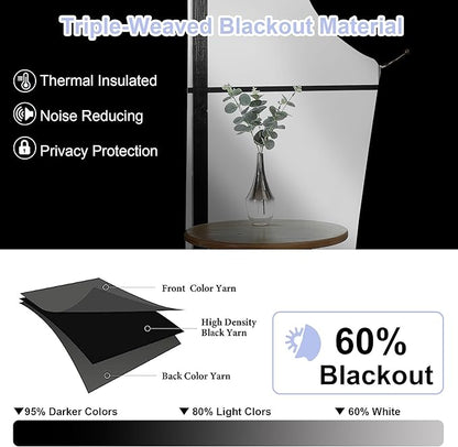 Simplebrand Ava Natural Short 24 Inches Blackout Curtain 2 Panels Set, Half Window Rod Pocket Privacy Curtain Tiers for Kitchen, Curtains Blackout for Bathroom Shades, W30 x L24 Inch, Natural