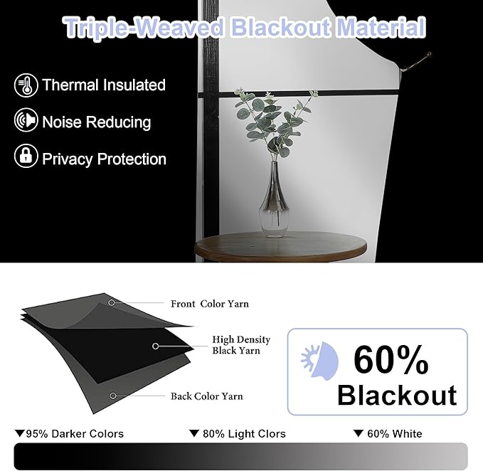 Simplebrand Ava Natural Blackout Curtains for Bedroom, 78 Inch Length, 2 Panels Set, Privacy Thermal Insulated Rod Pocket Window Curtains for Patio, French Door, W40 x L78 Inch