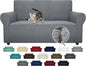 ZNSAYOTX Super Stretch Couch Cover Love Seat Sofa Covers for Living Room Dogs Pet Friendly Furniture Protector Spandex Loveseat Slipcovers with Anti Slip Foam Sticks (Light Grey, Loveseat)