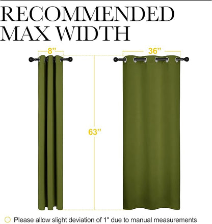 NICETOWN Christmas Window Decoration Thermal Insulated Solid Grommet Blackout Curtains/Drapes for Living Room (1 Pair, 42 by 63 inches, Olive Green)