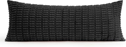 MIULEE Pack of 1 Black Long Body Lumbar Decorative Throw Pillow Cover 14x36 Inch for Halloween Bed Couch Sofa Living Room Soft Boho Pillow Cover Modern Farmhouse Home Decor