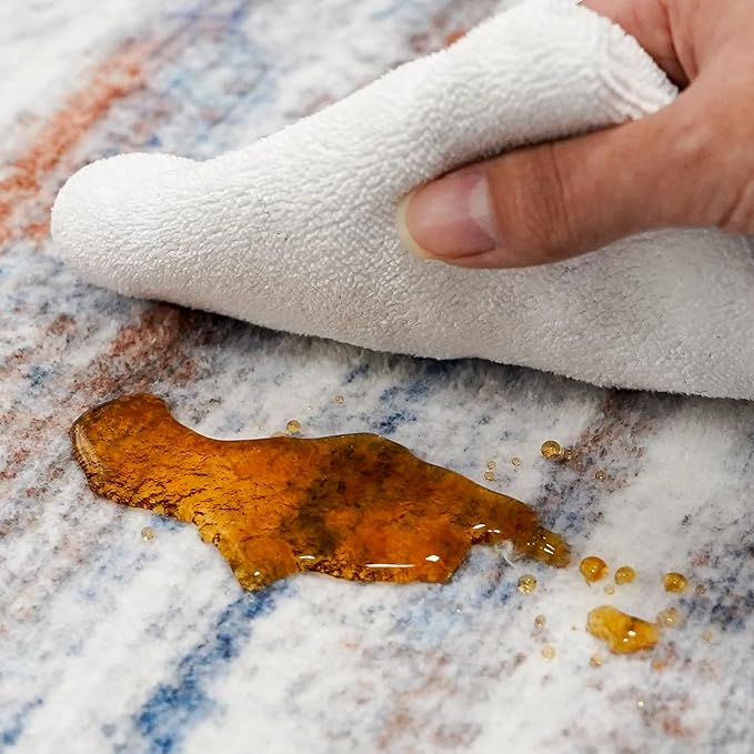 2x5 Washable Runner Rug for Family: Easy-to-Clean Runners for Hallway Entryway Bedroom - Stain and Water Resistant Rugs with Non-Slip Backing - Soft Low-Pile Carpet Navy Grey