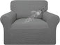 Easy-Going 100% Waterproof Chair Couch Cover, Dual Waterproof Sofa Cover, Stretch Jacquard Sofa Slipcover, Leakproof Furniture Protector for Kids, Pets, Dog and Cat (Chair, Grey)