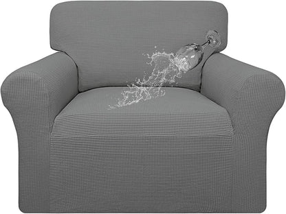 Easy-Going 100% Waterproof Oversized Chair Couch Cover, Dual Waterproof Sofa Cover, Stretch Jacquard Sofa Slipcover, Leakproof Furniture Protector for Kids, Pets, Dog and Cat, Grey