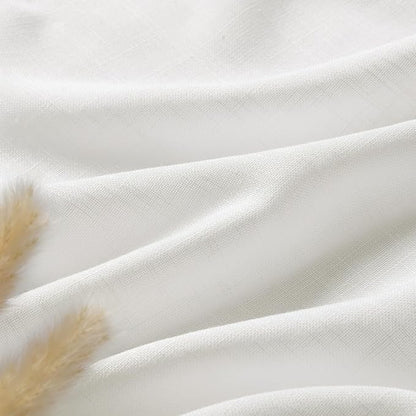 Nanspring Off White Cafe Curtains 45 Inch Length Set 2 Panel Back Tab Pocket Semi Sheer Short Linen White Curtain Tiers for Small Bathroom Window Basement Kitchen Doors 38x45