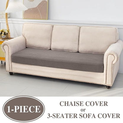 Couch Cushion Cover Chaise Lounge Cover Washable Separate Seat Chaise Couch Cover Stretch Sectional Sofa Slipcover(1 Piece for Chaise or Sofa 3-Seater, Taupe)