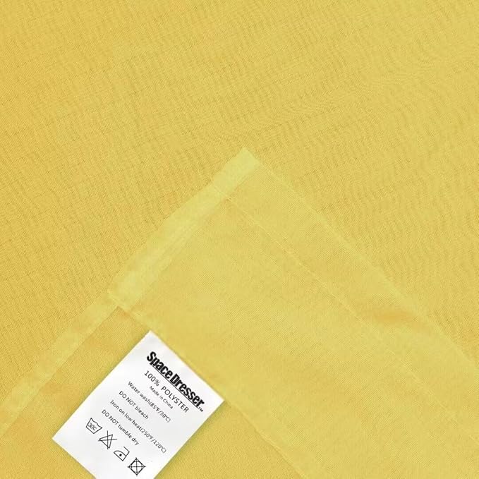 SpaceDresser Yellow Sheer Curtains 4 Panels Rod Pocket Semi-Sheer Curtain 84 Inches Long Light Filtering Voile Window Drapes for Bedroom Living Room Kitchen, Each 52W x 84L