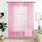 SpaceDresser Check Sheer Curtains 108 Inches 2 Panels Set, Rod Pocket Plaid Window Curtain for Living Room, Pink Semi Sheer Drapes for Kitchen Bedroom Children Room Yard（Pink, 52W x 108L）
