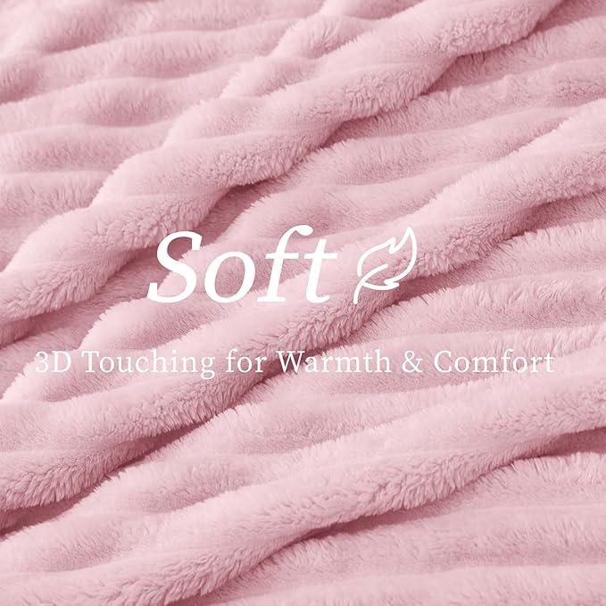 BEDELITE Twin Blanket for Couch & Bed, 300GSM Soft & Warm Fleece Blanket, Decorative and Giftable Striped Cherry Blossom Blankets for Women, Men, 60"x80"