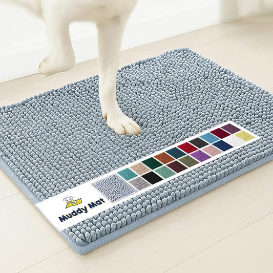 Muddy Mat® | Super Absorbent Door Mat Indoor, Microfiber Quick Dry Chenille Entryway Rug, Non-Slip Front Door Mat, Indoor Mats for Entryway, Machine Washable Pet Rug, Baby Blue 24"X36"
