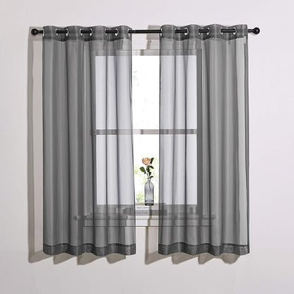 NICETOWN Transparent Sheer Curtains Panels - Voile Window Curtain Drapes with Grommet for Bedroom & Kitchen & Dining Room (54" W x 63" L, Dark Grey, 2 Panels)