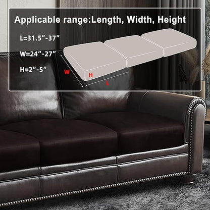 Leather Look Couch Cushion Covers Sofa Seat Slipcovers Sets Couches Furniture Protector for Sectional Armchair Loveseat Pets Kids Stretch Spandex Fabric (3 Cushion XL Sofa, Chocolate)
