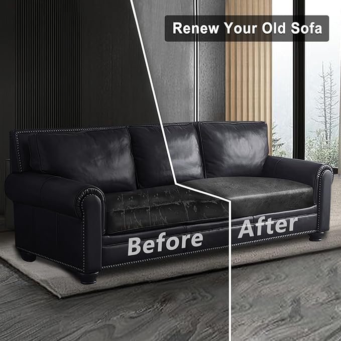 Leather Look Couch Cushion Covers Sofa Seat Slipcovers Sets Couches Furniture Protector for Sectional Armchair Loveseat Pets Kids Stretch Spandex Fabric (1 Cushion Sofa, Dark Grey)